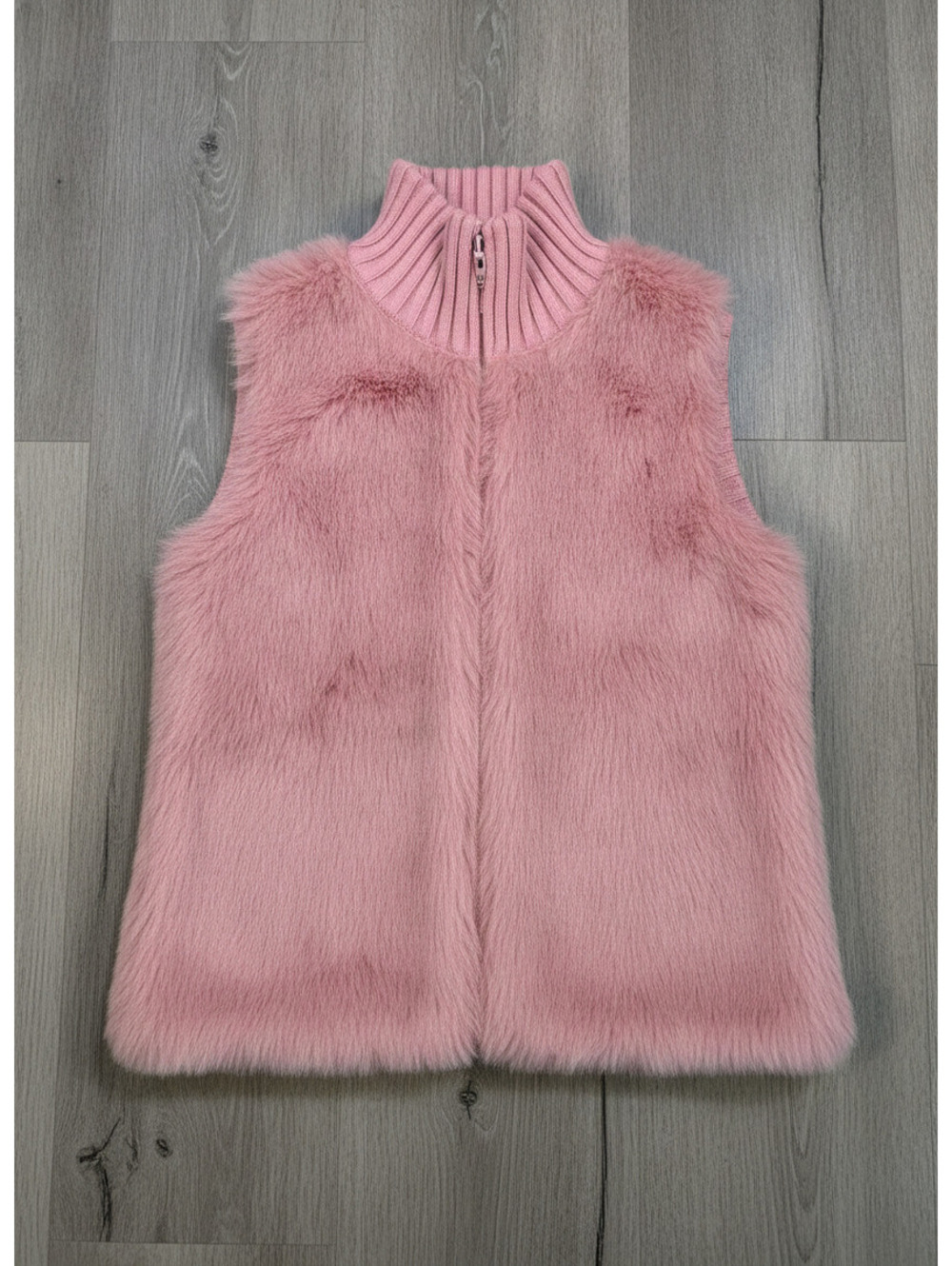 FootJoy Mauve Pink Faux Fur and Knit Sleeveless Vest Size Small